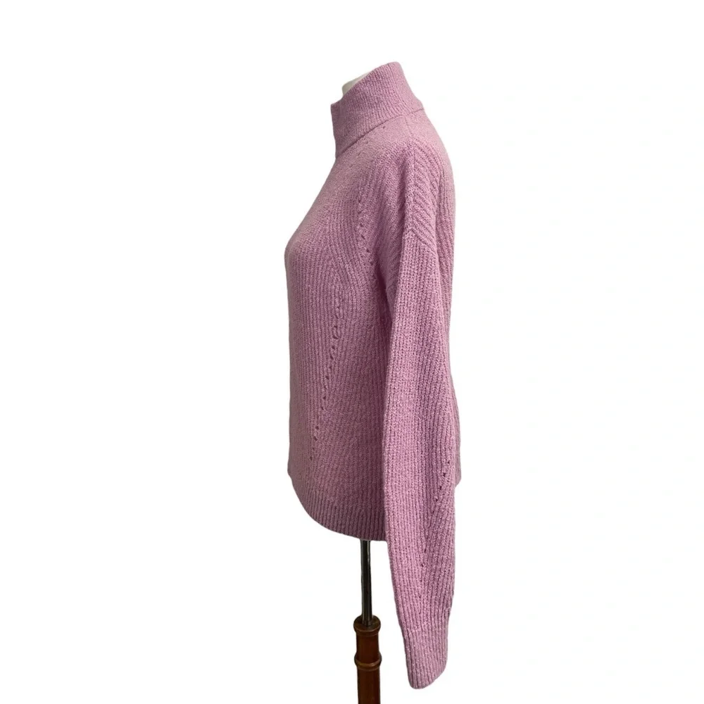 Ann Taylor Long Sleeve Turtleneck Wool blend Sweater, Medium. Light pink purple